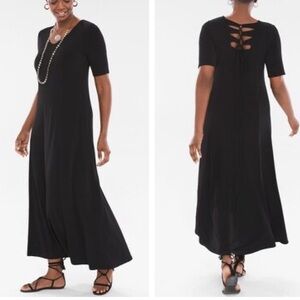Chico's Black Maxi Dress with Lace-Up Back